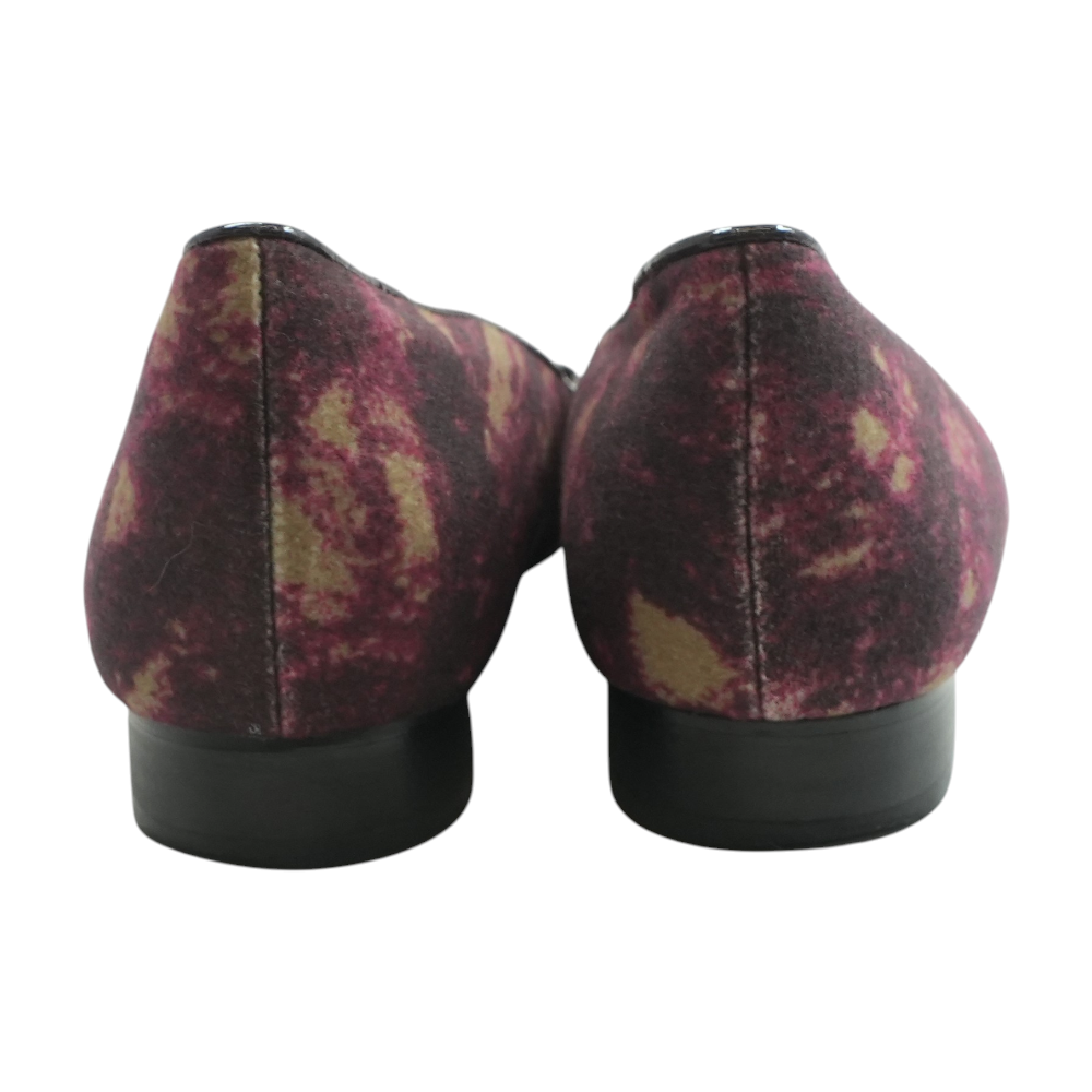 Purple Rond Point Loafers in Patterned Velvet