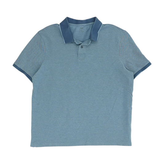 Blue Solid Short Sleeve Polo