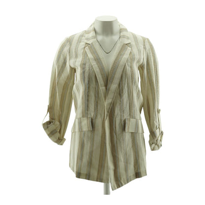Beige Striped Blazer
