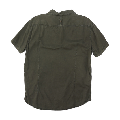 Gray Solid Short Sleeve Button Down