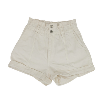 White Solid Denim Shorts