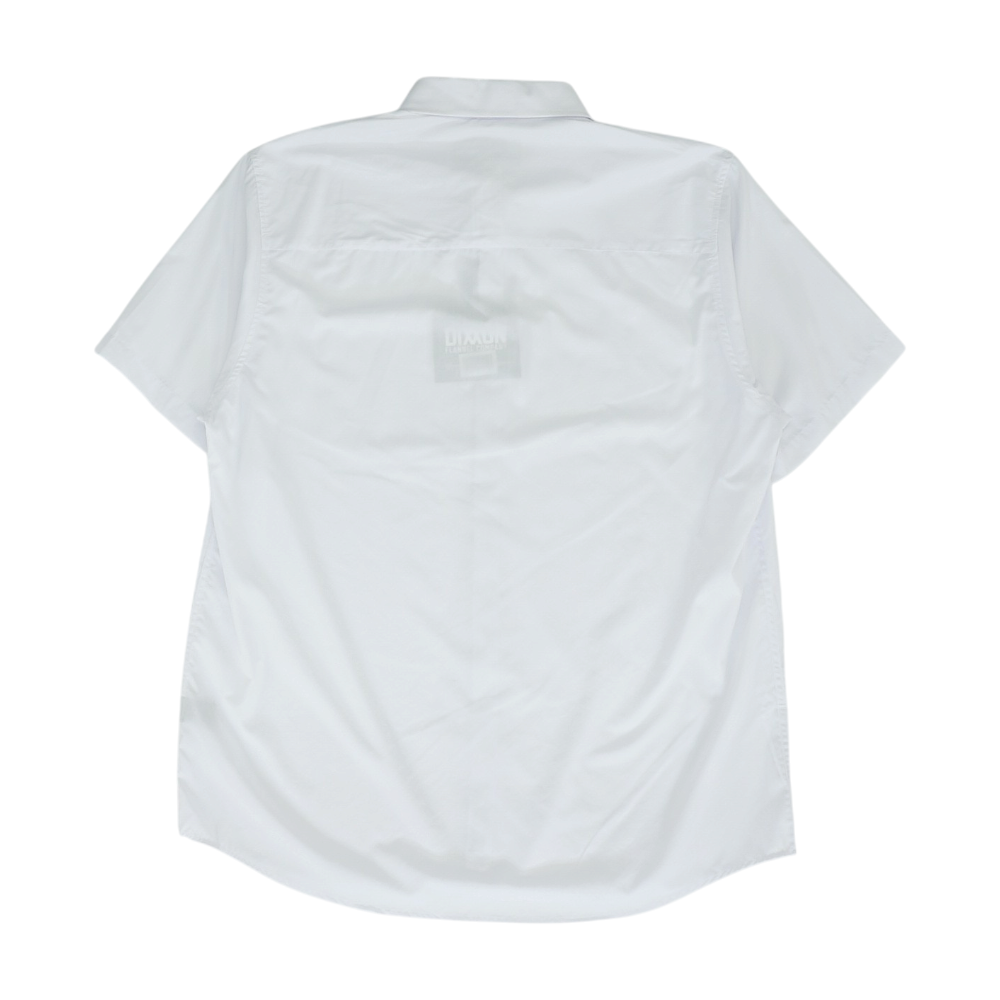 White Solid Short Sleeve Button Down