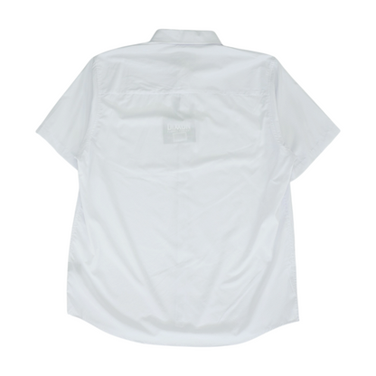 White Solid Short Sleeve Button Down