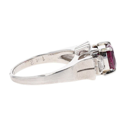 1.40 Ct Platinum Tourmaline With Diamond Accent Art Deco Style Cocktail Ring