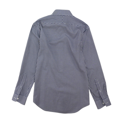 Navy Check Long Sleeve Button Down