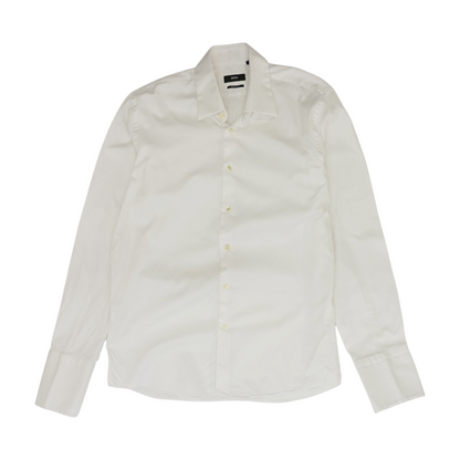 White Solid Long Sleeve Button Down