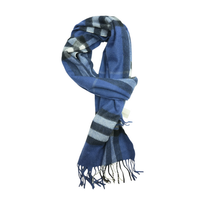 Thistle Blue Giant Icon Check Cashmere Scarf