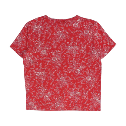 Vintage Red Floral Blouse