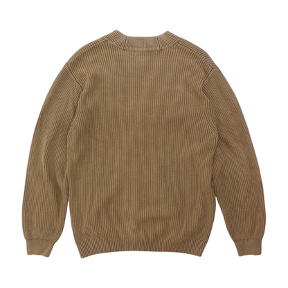 Tan Solid Cardigan Sweater