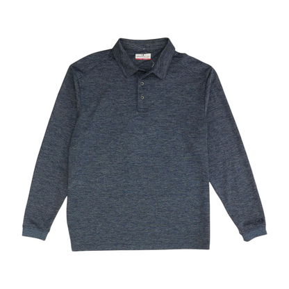 Blue Solid Long Sleeve Polo