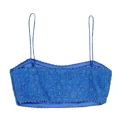 Blue Floral Cropped Blouse