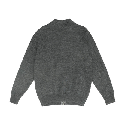 Gray Solid Cardigan Sweater