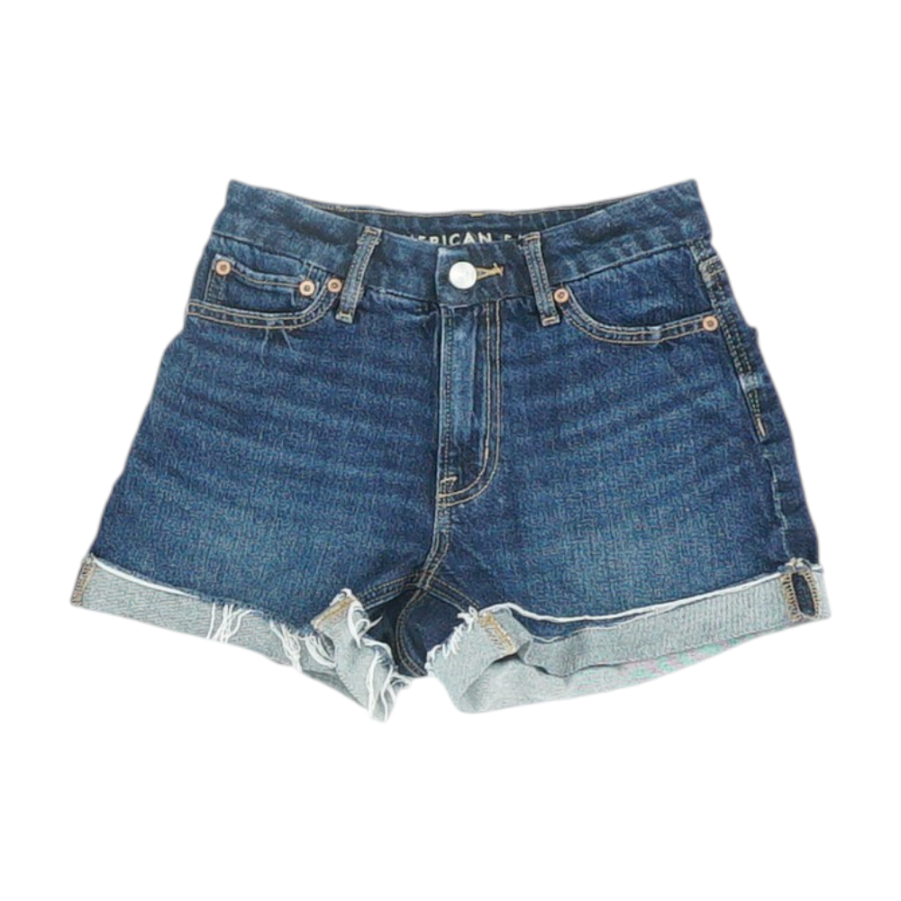 Blue Solid Denim Shorts