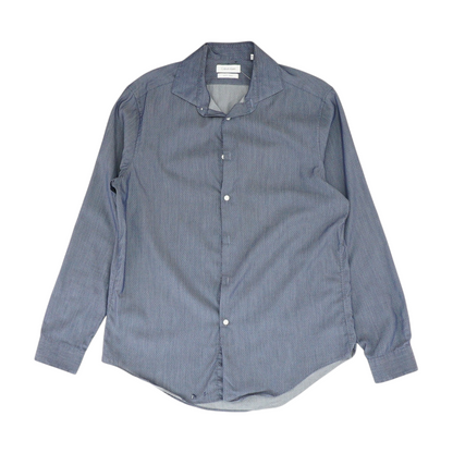 Blue Polka Dot Long Sleeve Button Down