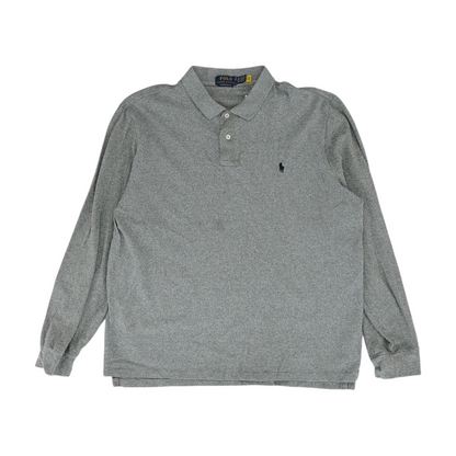 Gray Solid Long Sleeve Polo