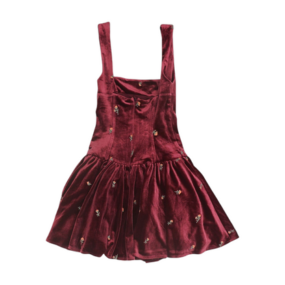 Maroon Floral Mini Dress