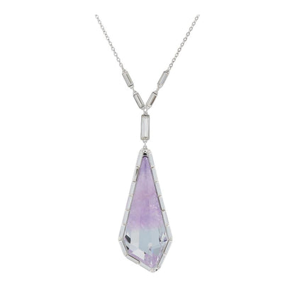 Silver Tone Allure Amethyst Crystal Pendant Necklace