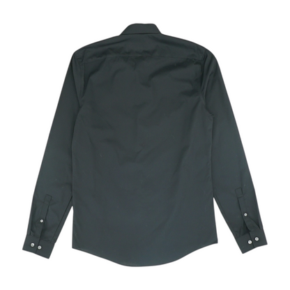Black Solid Long Sleeve Button Down