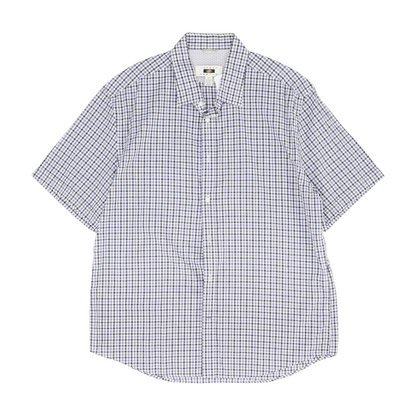 Purple Check Short Sleeve Button Down