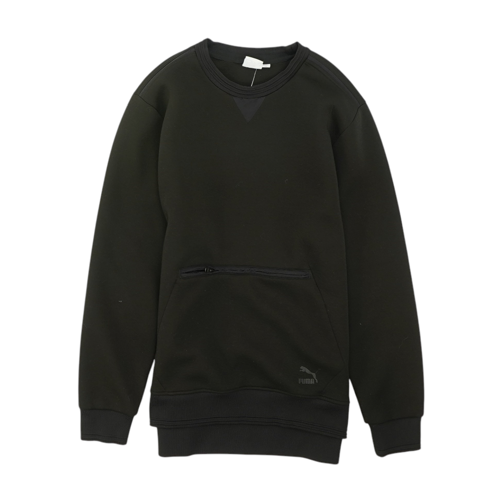 Black Solid Sweatshirt Pullover