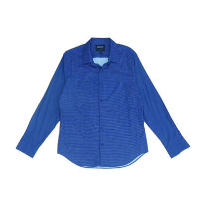 Navy Print Long Sleeve Button Down