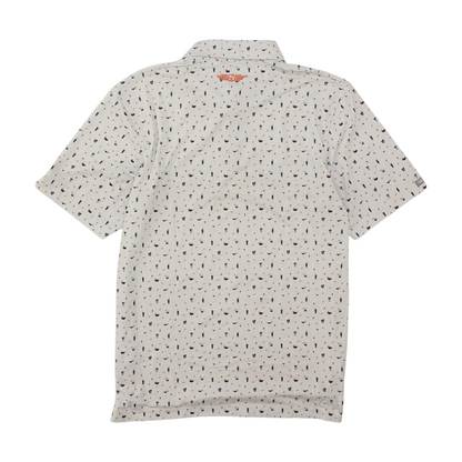 White Graphic Short Sleeve Polo