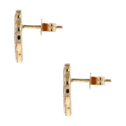 1/3 Ct 14K Gold Brushed Clover With Baguette Diamond Halo Stud Earrings