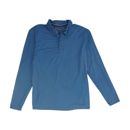 Blue Solid Long Sleeve Polo