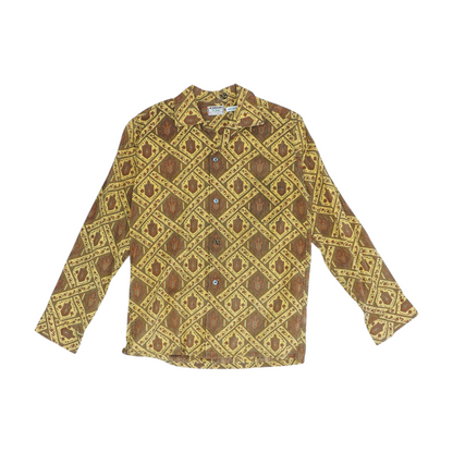 Brown Print Long Sleeve Button Down