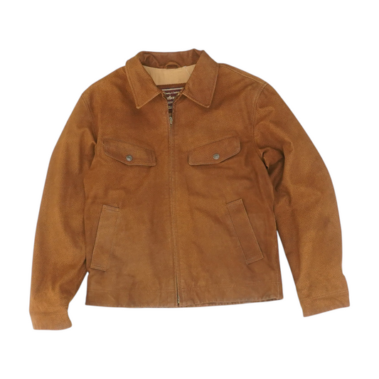 Brown Solid Leather Jacket