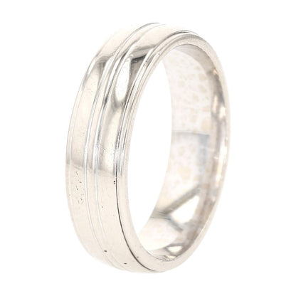14K White Gold Grooved Plain Band
