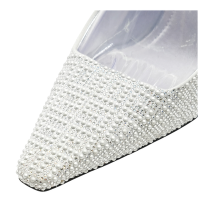 Silver G Cube Embellished Satin Slingback Pumps