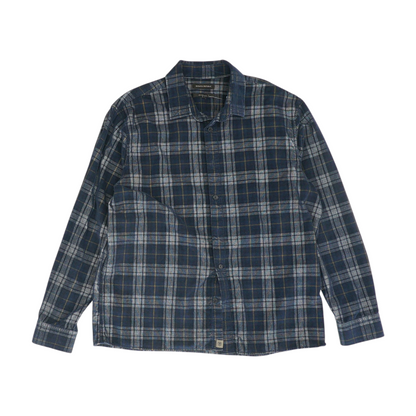 Navy Plaid Flannel Button Down