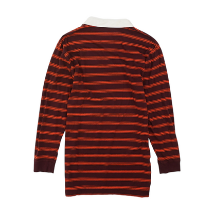 Maroon Striped Long Sleeve Polo