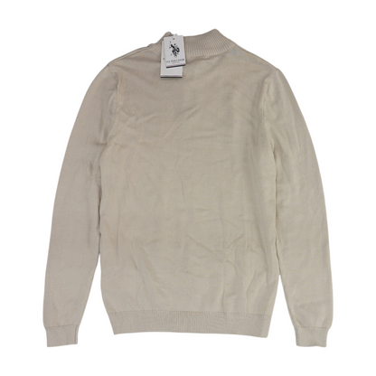 Tan Solid 1/4 Zip Sweater