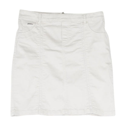 White Solid Midi Skirt