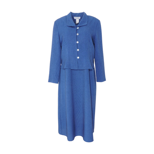 Vintage Blue Petite Houndstooth Midi Dress