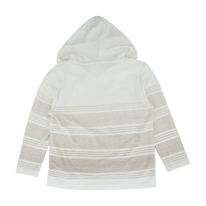 White Striped Hoodie Pullover