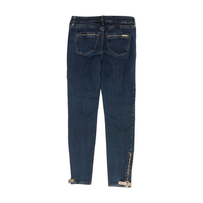 Blue Solid Mid Rise Skinny Leg Jeans