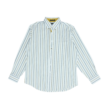 White Striped Long Sleeve Button Down
