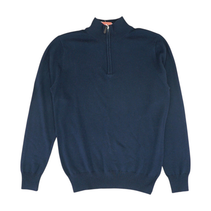 Navy Solid 1/4 Zip Sweater