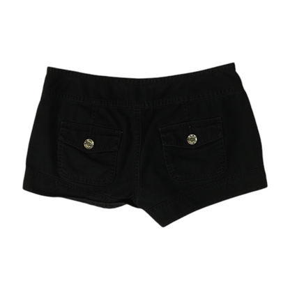 Black Solid Denim Shorts