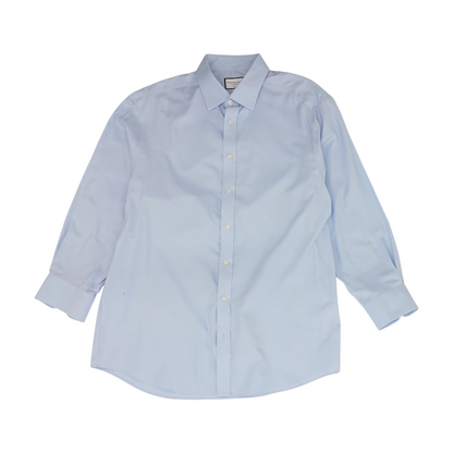 Blue Solid Long Sleeve Button Down