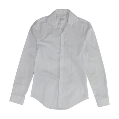 White Solid Long Sleeve Button Down
