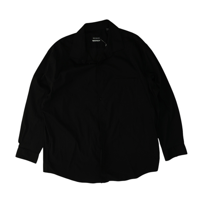 Black Solid Long Sleeve Button Down