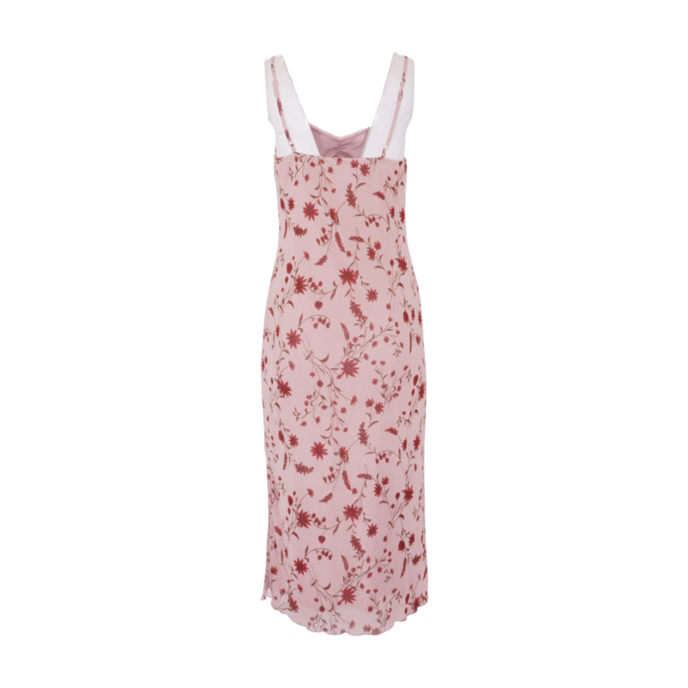 Pink Floral Midi Dress