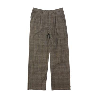 Brown Plaid Regular Pants