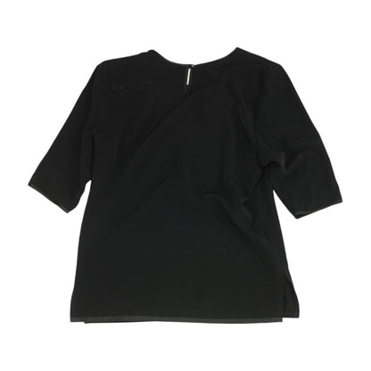 Vintage Black Solid Short Sleeve Blouse