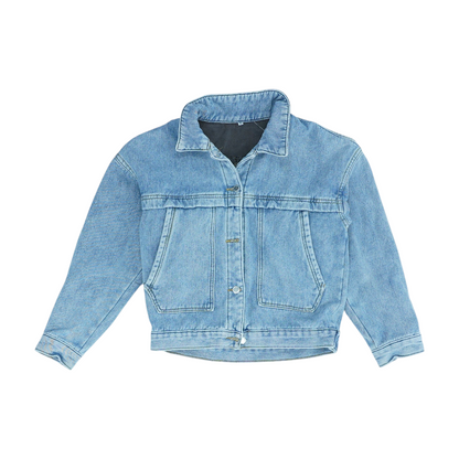 Black Solid Denim Jacket