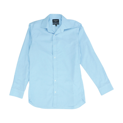 Blue Solid Long Sleeve Button Down